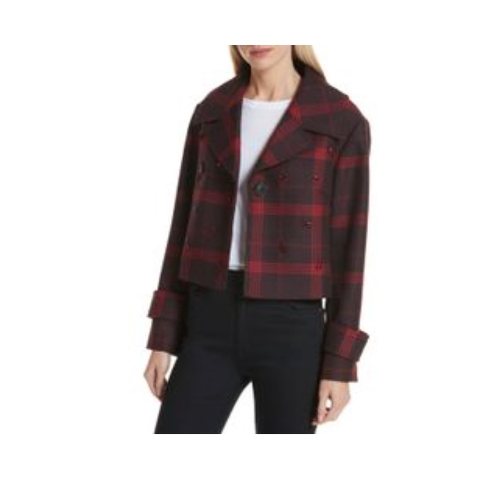 Red blazer with beautiful red jewelry